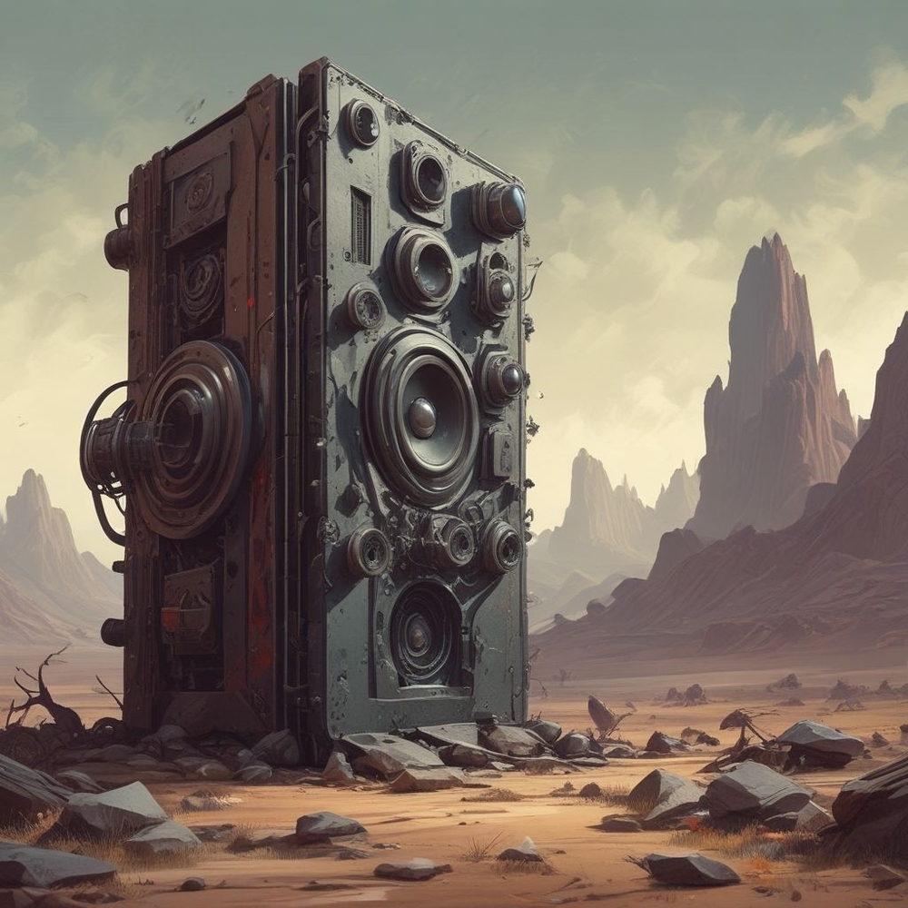 Futuristic Black Speaker Print